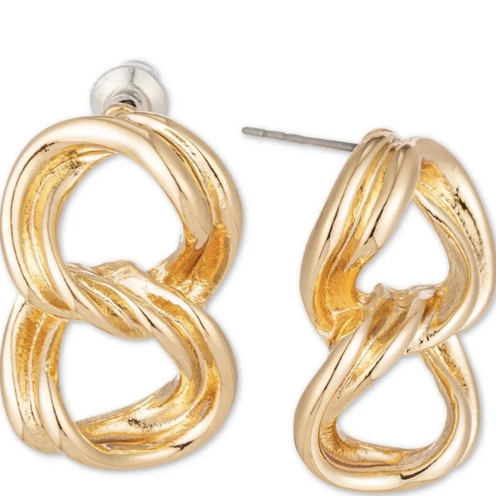 Charter Club Gold Tone Double Circle Drop Post Earrings